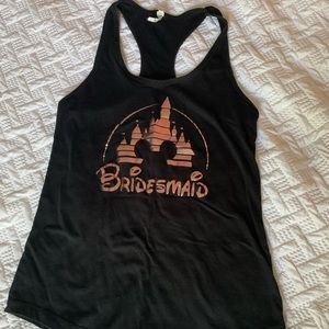 Disney Bridesmaid Black/Rose Gold tank top